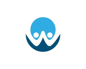 W letter community care Logo template