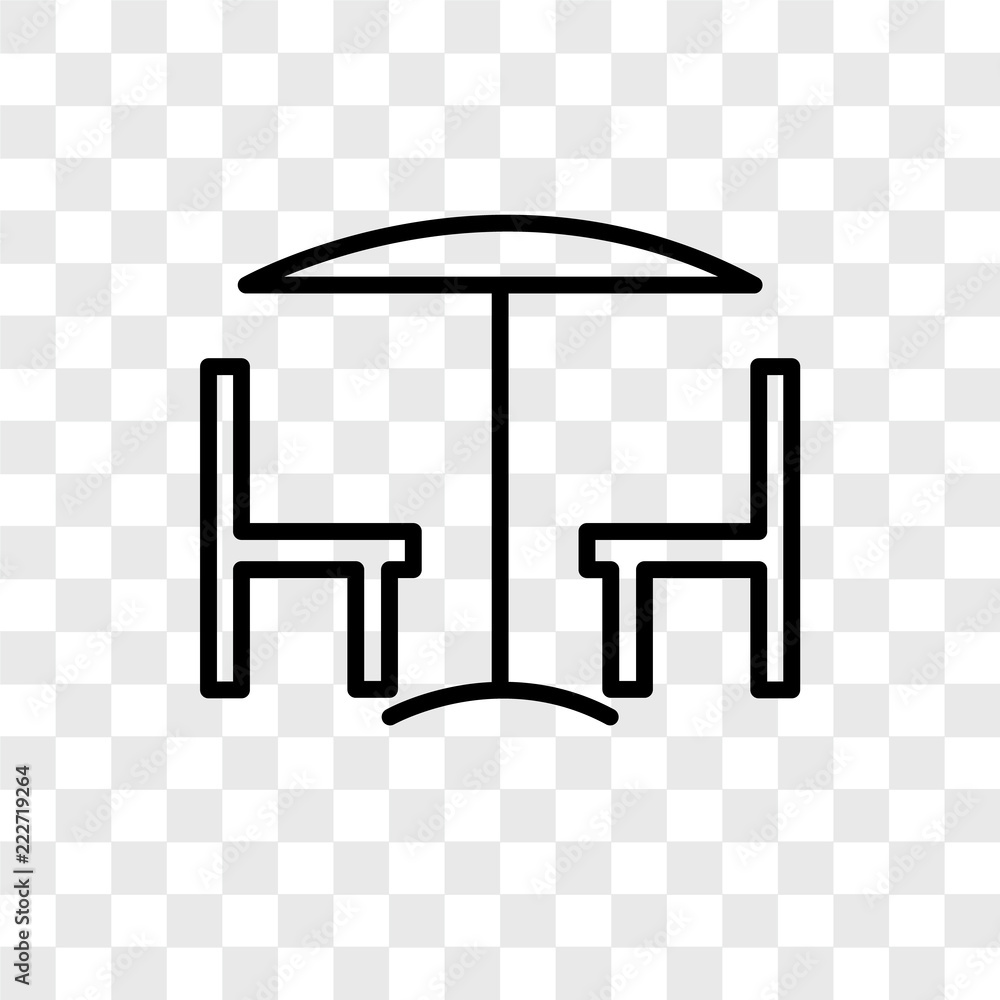 Poster chair and table icons isolated on transparent background. modern and editable chair and table icon. 