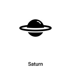 Saturn icon vector isolated on white background, logo concept of Saturn sign on transparent background, black filled symbol