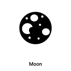Moon icon vector isolated on white background, logo concept of Moon sign on transparent background, black filled symbol