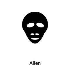 Alien icon vector isolated on white background, logo concept of Alien sign on transparent background, black filled symbol