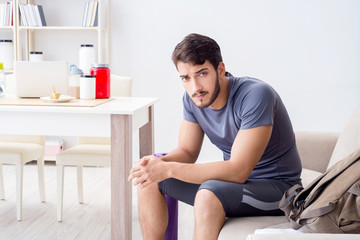 Young man getting ready for gym sports