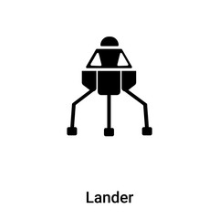 Lander icon vector isolated on white background, logo concept of Lander sign on transparent background, black filled symbol