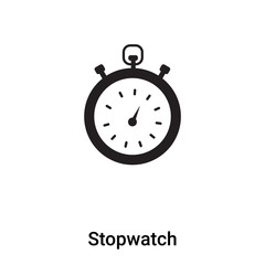 Stopwatch icon vector isolated on white background, logo concept of Stopwatch sign on transparent background, black filled symbol