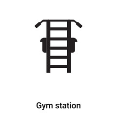 Gym station icon vector isolated on white background, logo concept of Gym station sign on transparent background, black filled symbol