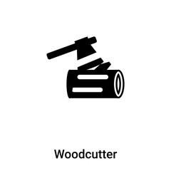 Woodcutter icon vector isolated on white background, logo concept of Woodcutter sign on transparent background, black filled symbol
