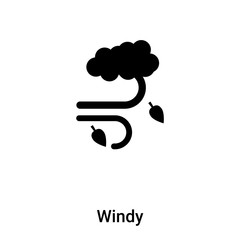 Windy icon vector isolated on white background, logo concept of Windy sign on transparent background, black filled symbol