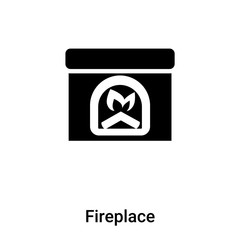 Fireplace icon vector isolated on white background, logo concept of Fireplace sign on transparent background, black filled symbol