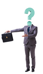 Businessman with question mark instead of his head