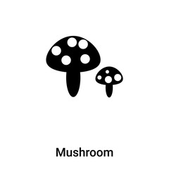 Mushroom icon vector isolated on white background, logo concept of Mushroom sign on transparent background, black filled symbol