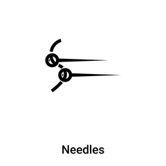 Needles icon vector isolated on white background, logo concept of Needles sign on transparent background, black filled symbol
