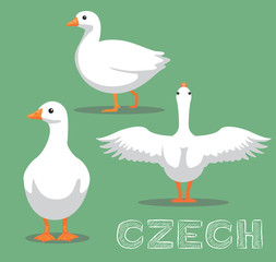 Domestic Goose Czech Cartoon Vector Illustration