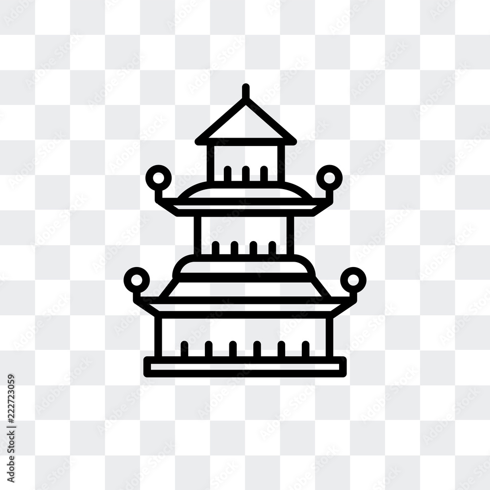 Poster pagoda icon isolated on transparent background. modern and editable pagoda icon. simple icons vector