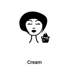 Cream icon vector isolated on white background, logo concept of Cream sign on transparent background, black filled symbol