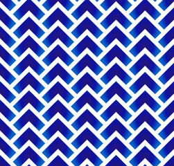 blue and white geometric pattern, rhombuses and angle brackets background, ceramic modern design vector illustration