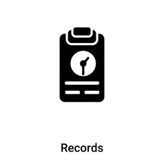 Records icon vector isolated on white background, logo concept of Records sign on transparent background, black filled symbol
