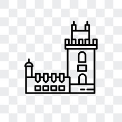 belem tower icon isolated on transparent background. Modern and editable belem tower icon. Simple icons vector illustration.