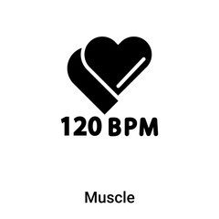 Muscle icon vector isolated on white background, logo concept of Muscle sign on transparent background, black filled symbol