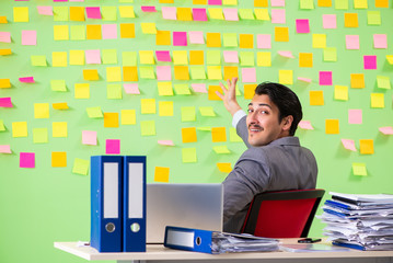 Businessman having trouble with his priorities