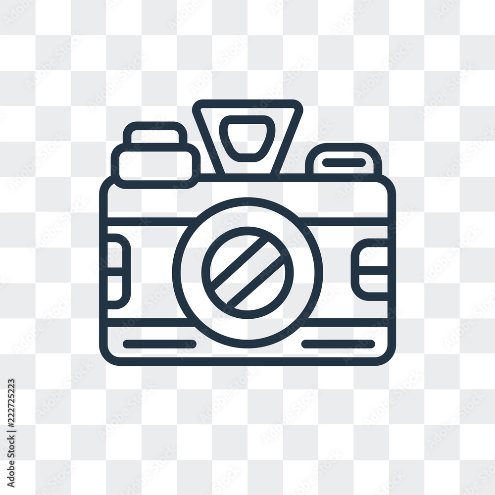 Poster camera icon isolated on transparent background. modern and editable camera icon. simple icons vector