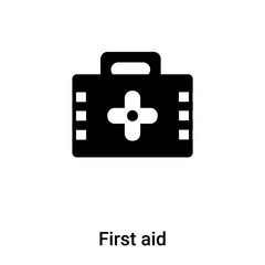 First aid icon vector isolated on white background, logo concept of First aid sign on transparent background, black filled symbol