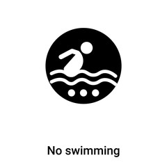 No swimming icon vector isolated on white background, logo concept of No swimming sign on transparent background, black filled symbol