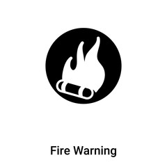 Fire Warning icon vector isolated on white background, logo concept of Fire Warning sign on transparent background, black filled symbol
