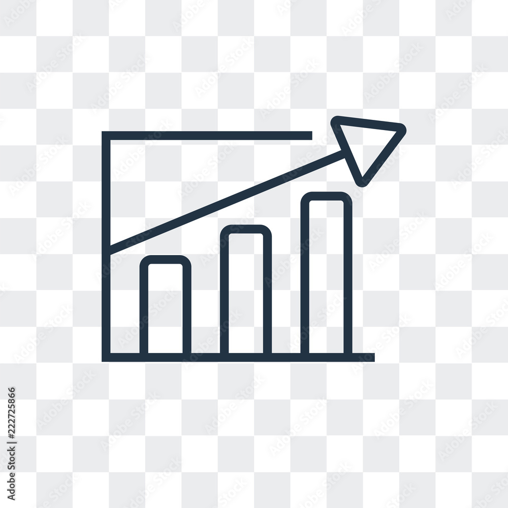 Poster line chart vector icon isolated on transparent background, line chart logo design