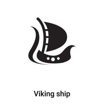 Viking ship icon vector isolated on white background, logo concept of Viking ship sign on transparent background, black filled symbol