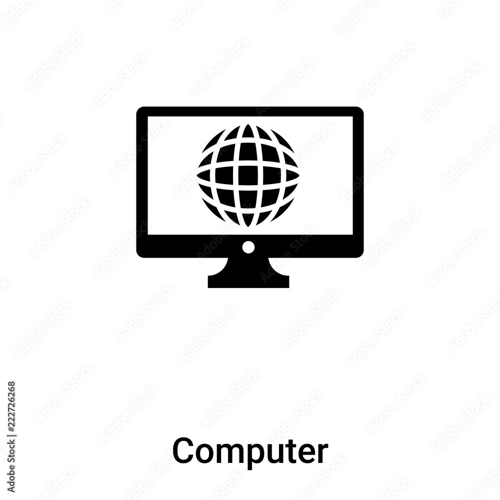 Poster computer icon vector isolated on white background, logo concept of computer sign on transparent back