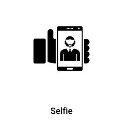 Selfie icon vector isolated on white background, logo concept of Selfie sign on transparent background, black filled symbol