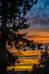 Colorful sky seen over the city