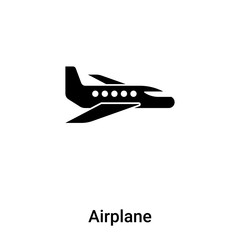 Airplane icon vector isolated on white background, logo concept of Airplane sign on transparent background, black filled symbol