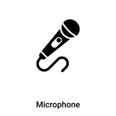 Microphone icon vector isolated on white background, logo concept of Microphone sign on transparent background, black filled symbol