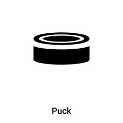 Puck icon vector isolated on white background, logo concept of Puck sign on transparent background, black filled symbol