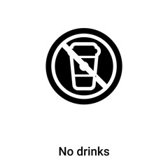 No drinks icon vector isolated on white background, logo concept of No drinks sign on transparent background, black filled symbol