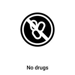 No drugs icon vector isolated on white background, logo concept of No drugs sign on transparent background, black filled symbol