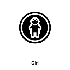 Girl icon vector isolated on white background, logo concept of Girl sign on transparent background, black filled symbol