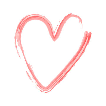 Vector heart with a dry brush watercolor. Hand drawn grunge hearts. Love symbol . Valentine day. grunge illustration