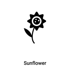 Sunflower icon vector isolated on white background, logo concept of Sunflower sign on transparent background, black filled symbol