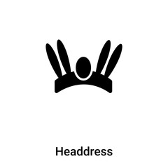 Fototapeta na wymiar Headdress icon vector isolated on white background, logo concept of Headdress sign on transparent background, black filled symbol