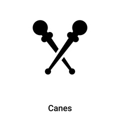 Canes icon vector isolated on white background, logo concept of Canes sign on transparent background, black filled symbol