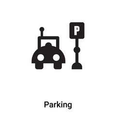 Parking icon vector isolated on white background, logo concept of Parking sign on transparent background, black filled symbol