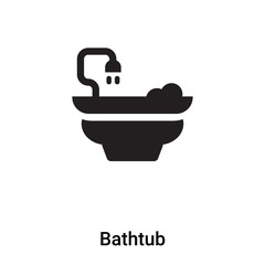 Bathtub icon vector isolated on white background, logo concept of Bathtub sign on transparent background, black filled symbol