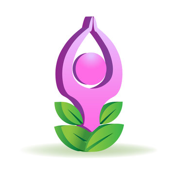Logo yoga man lotus symbol