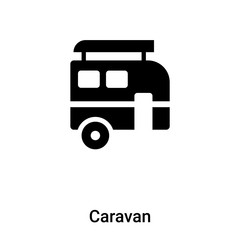 Caravan icon vector isolated on white background, logo concept of Caravan sign on transparent background, black filled symbol