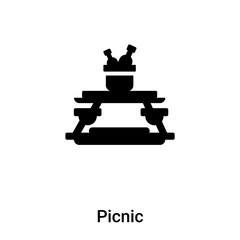 Picnic icon vector isolated on white background, logo concept of Picnic sign on transparent background, black filled symbol