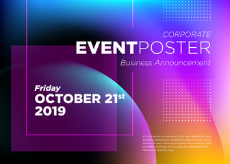 Abstract Vector Dynamic Background. Futuristic Poster for Corporate Meeting, Online Courses, Master Class, Webinar, Business Event Announcement, Seminar, Presentation, Lecture, Business Convention.