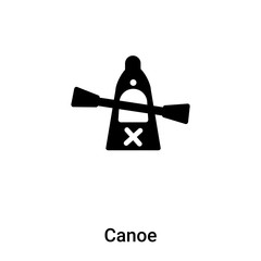Canoe icon vector isolated on white background, logo concept of Canoe sign on transparent background, black filled symbol