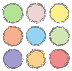 colorful art draw sticker tag label set on white background